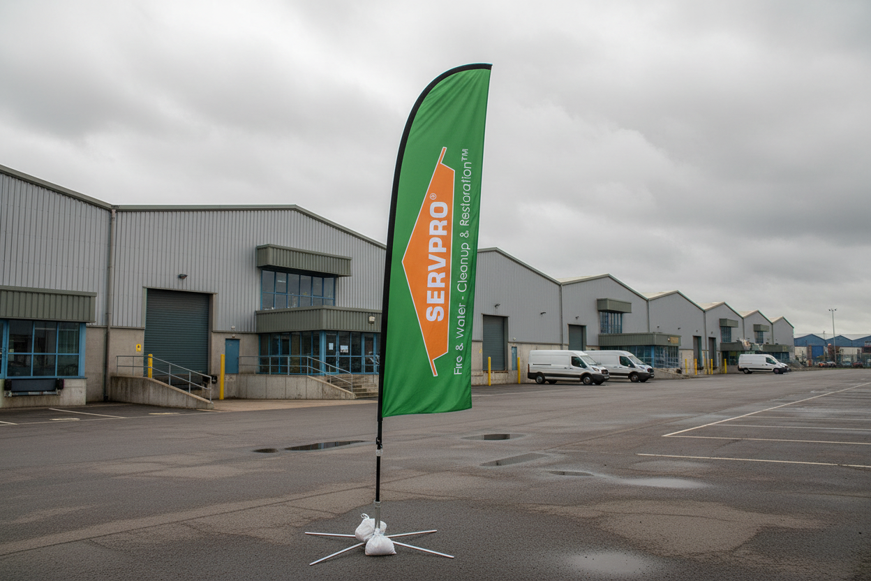 A green E-Z UP Professional Slim Blade flag with the text '11' inches high, displayed on a white background, with the E-Z UP logo at the top and 'Professional' and 'Advertising' text below.