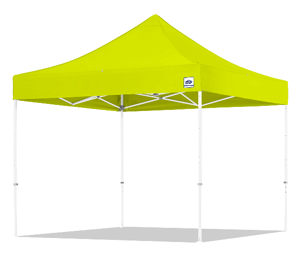 Yellow pop-up canopy tent on a white background