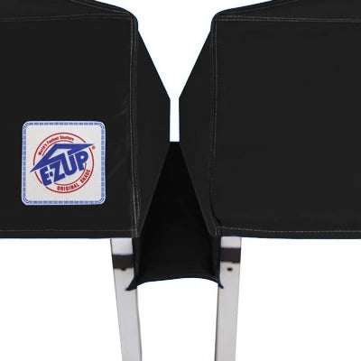 Two bright blue EZ-UP folding chair covers shown on a white background, with the EZ-UP logo patch visible on the left cover.