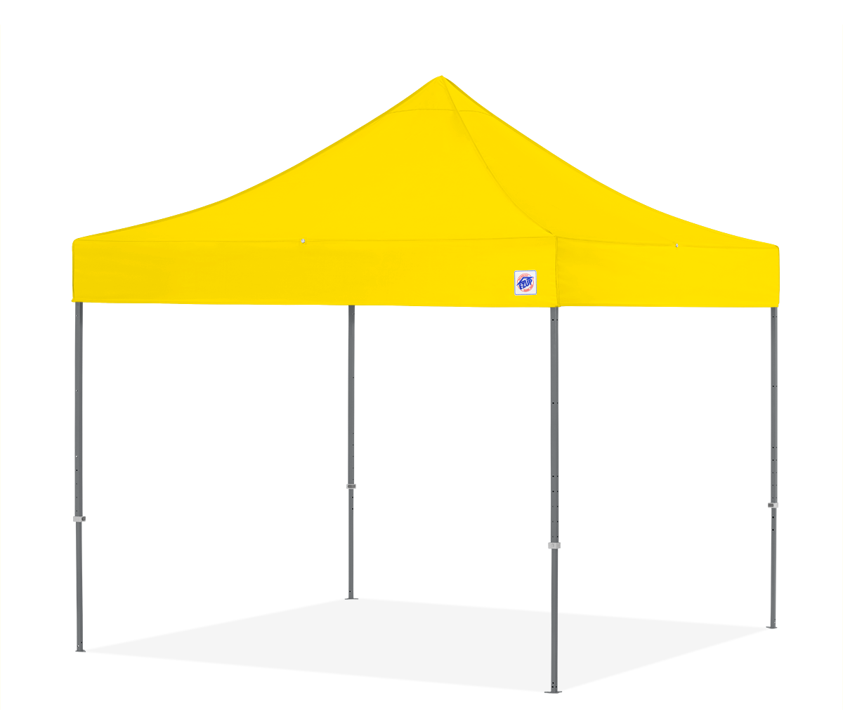 A blue portable shelter with a folding frame, known as the Custom Eclipse Shelter, with a 3m x 3m size, made from aluminium and steel materials.