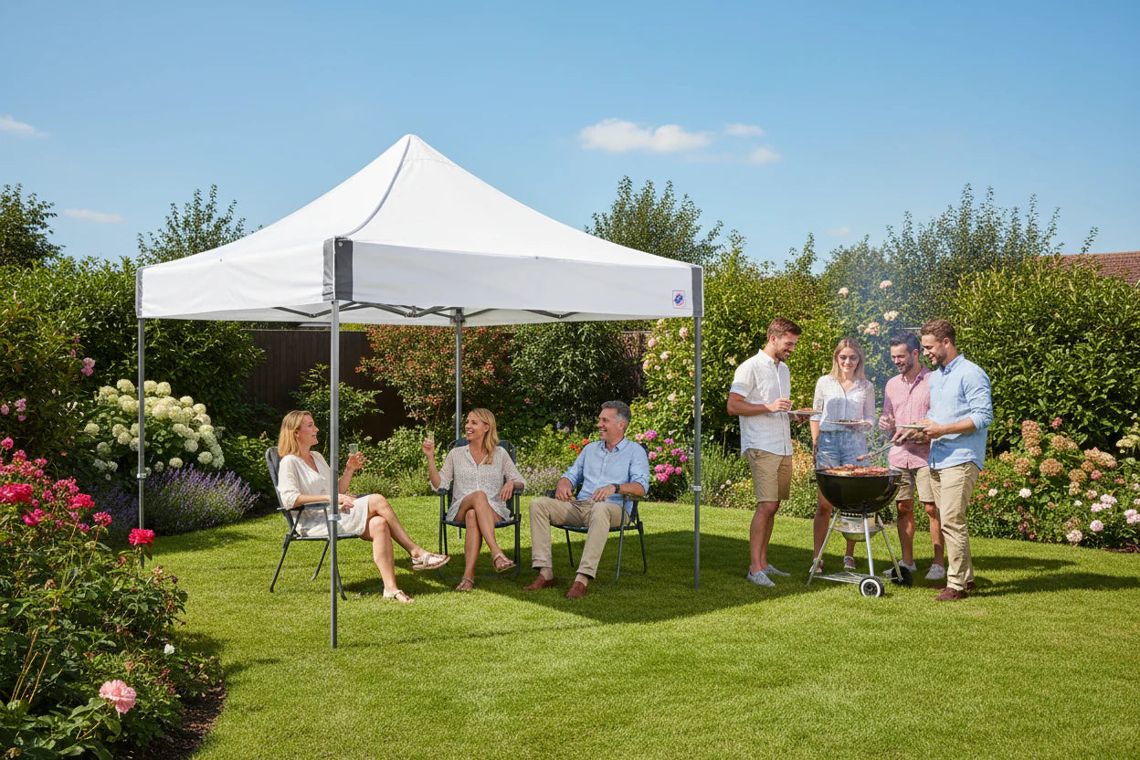 E-Z UP gazebo in the garden