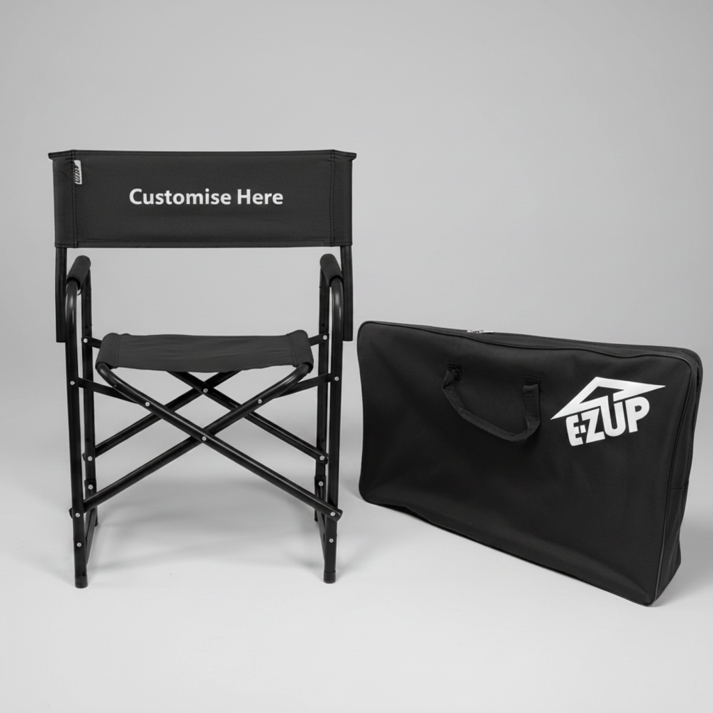 E-Z Up Directors Chair with custom printed back and matching carrying case