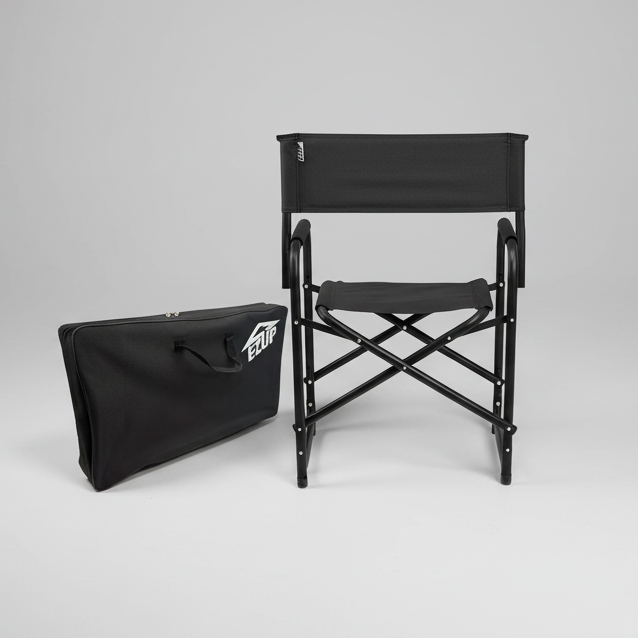 E-Z Up Black director's chair with carrying