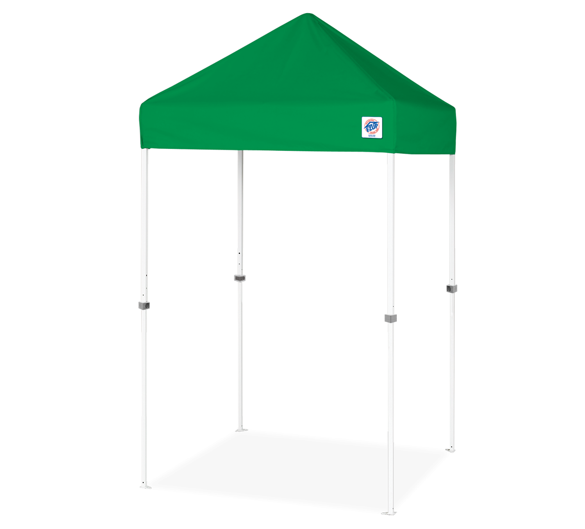 A green pop-up canopy tent with a white metal frame, shown on a clean white background. A small blue and white logo is visible on the right side of the canopy.