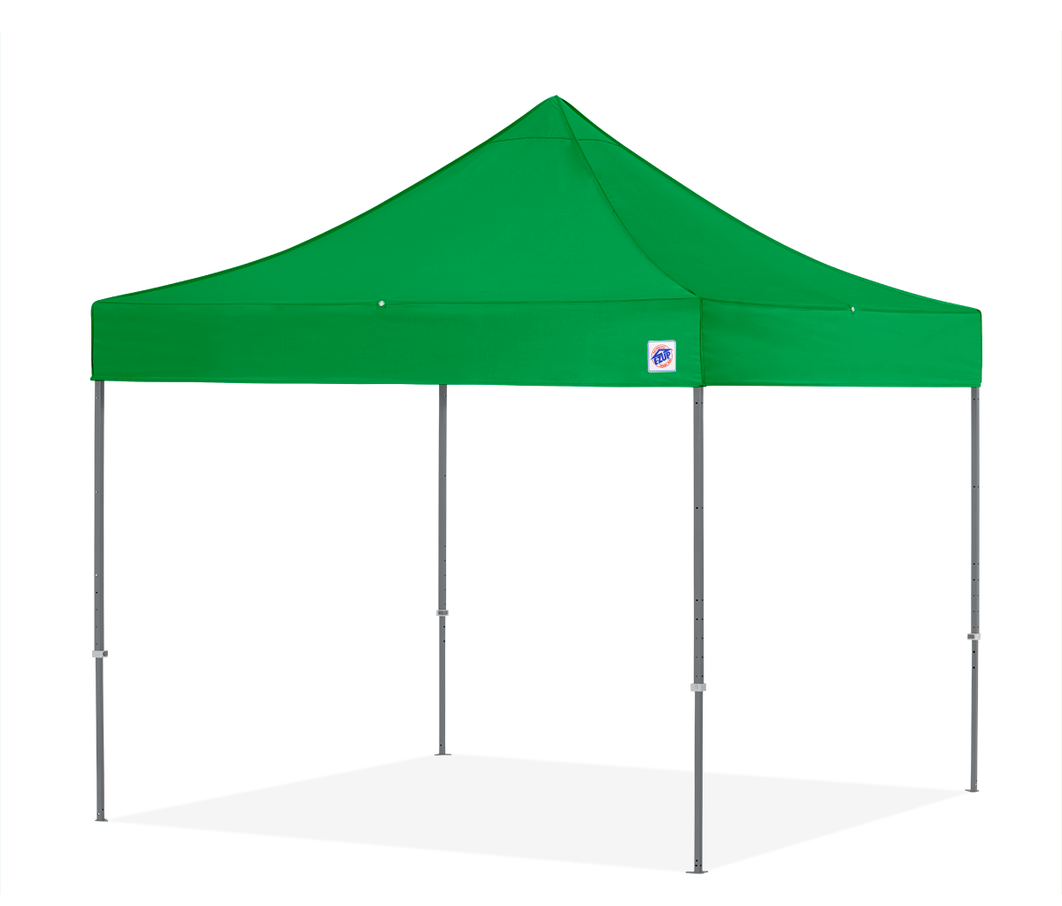 A blue portable shelter with a folding frame, known as the Custom Eclipse Shelter, with a 3m x 3m size, made from aluminium and steel materials.